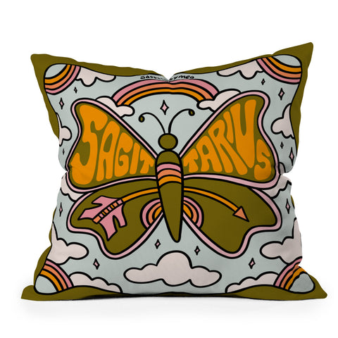 Doodle By Meg Sagittarius Butterfly Outdoor Throw Pillow