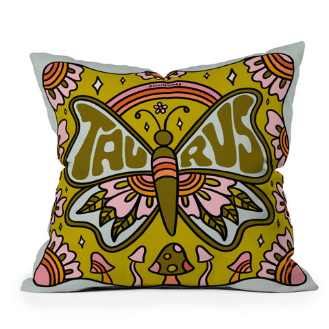 Doodle By Meg Taurus Butterfly Outdoor Throw Pillow
