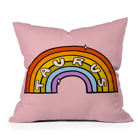 Doodle By Meg Taurus Rainbow Outdoor Throw Pillow