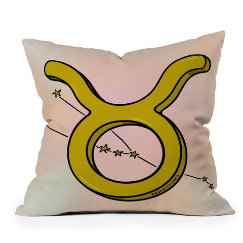 Doodle By Meg Taurus Symbol Outdoor Throw Pillow