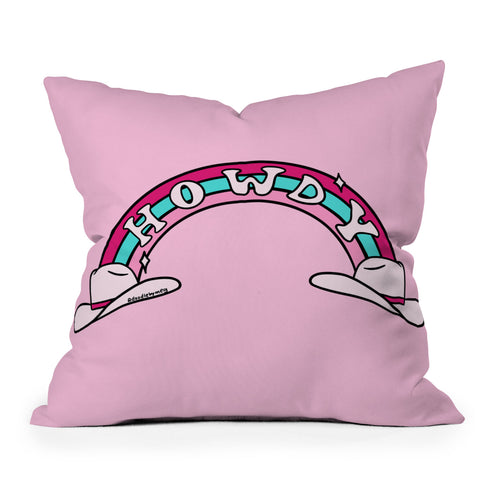 Doodle By Meg Turquoise Howdy Rainbow Outdoor Throw Pillow