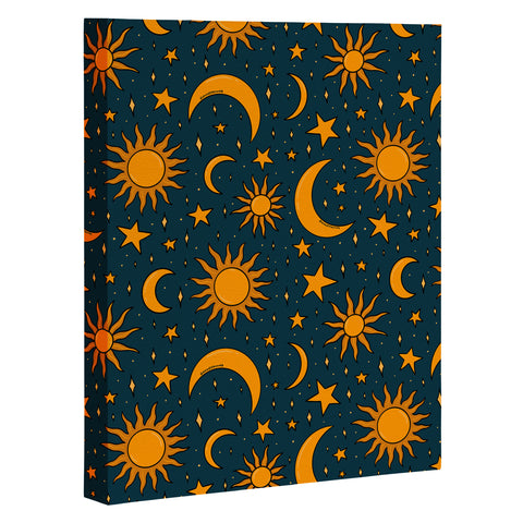 Doodle By Meg Vintage Sun and Star in Navy Art Canvas