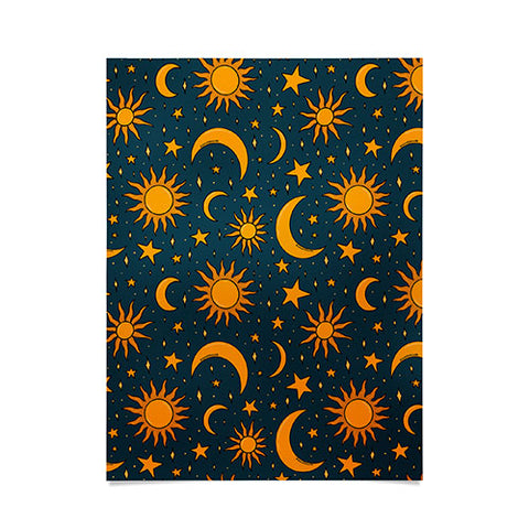 Doodle By Meg Vintage Sun and Star in Navy Poster