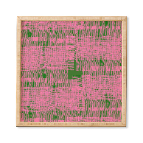 DorcasCreates Pink Green Mesh Pattern Framed Wall Art