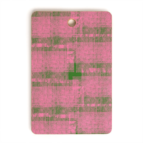 DorcasCreates Pink Green Mesh Pattern Cutting Board Rectangle