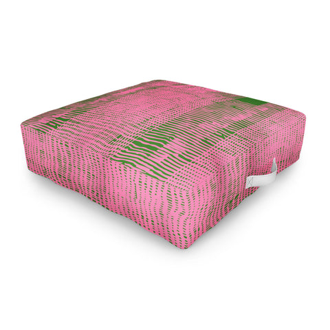 DorcasCreates Pink Green Mesh Pattern Outdoor Floor Cushion