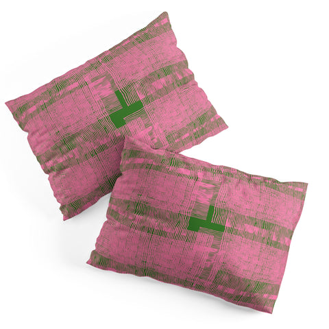 DorcasCreates Pink Green Mesh Pattern Pillow Shams