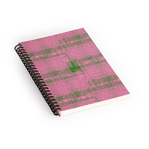 DorcasCreates Pink Green Mesh Pattern Spiral Notebook