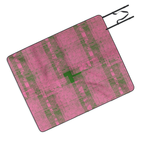 DorcasCreates Pink Green Mesh Pattern Picnic Blanket