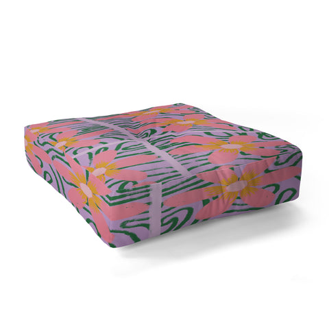 DorcasCreates Psychedelic Daisies Floor Pillow Square