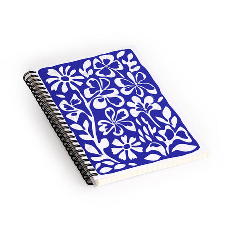 DorisciciArt Indigo boho floral Spiral Notebook