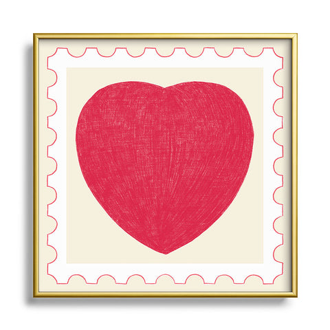 El buen limon Heart and love stamp Square Metal Framed Art Print