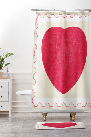 El buen limon Heart and love stamp Shower Curtain And Mat