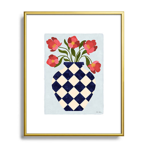 El buen limon Roses and vase with diamonds Metal Framed Art Print