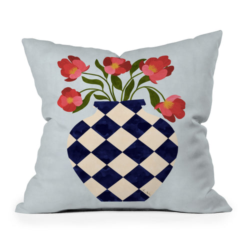 El buen limon Roses and vase with diamonds Outdoor Throw Pillow