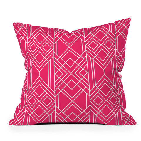 Elisabeth Fredriksson Art Deco Hot Pink Outdoor Throw Pillow