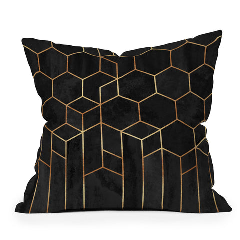 Elisabeth Fredriksson Black Hexagons Outdoor Throw Pillow