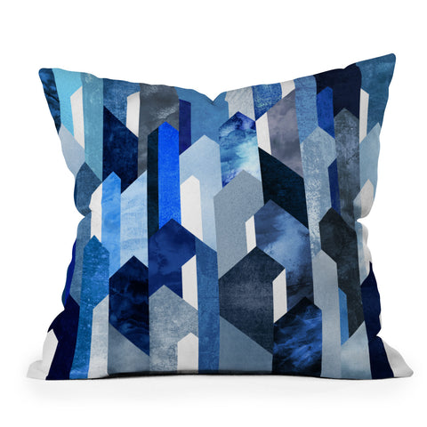 Elisabeth Fredriksson Crystallized Blue Outdoor Throw Pillow