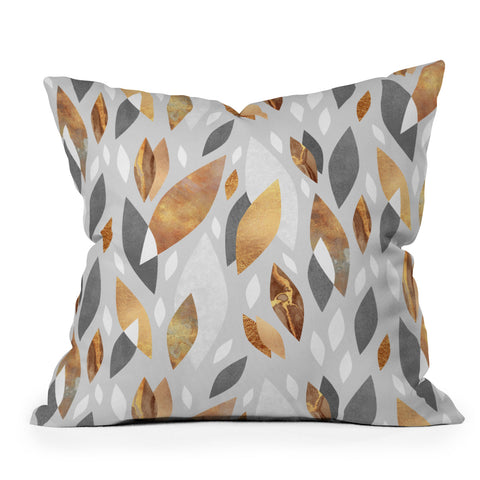 Elisabeth Fredriksson Falling Gold Leaves Outdoor Throw Pillow