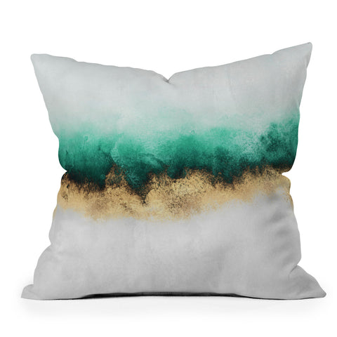 Elisabeth Fredriksson Green And Gold Sky Outdoor Throw Pillow