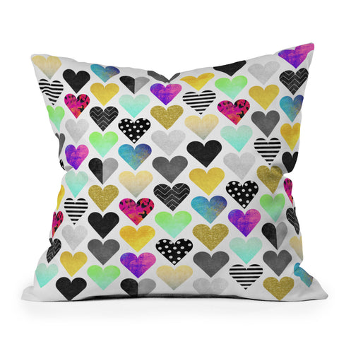 Elisabeth Fredriksson Happy Hearts Outdoor Throw Pillow