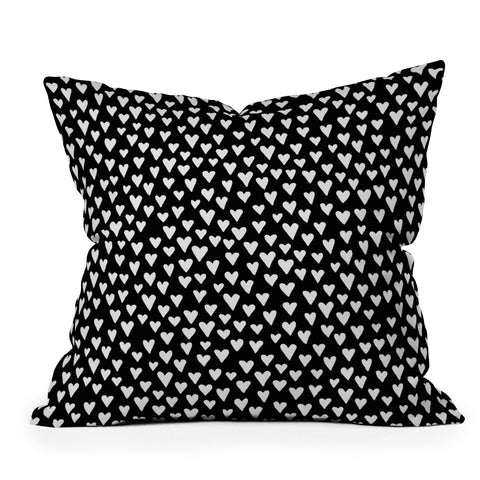 Elisabeth Fredriksson Little Hearts On Black Outdoor Throw Pillow