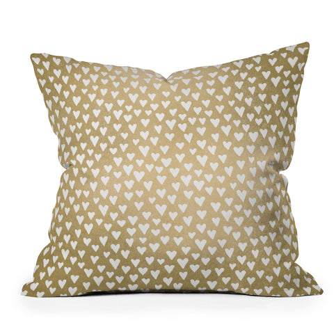 Elisabeth Fredriksson Little Hearts On Gold Outdoor Throw Pillow