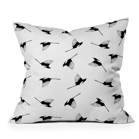 Elisabeth Fredriksson Magpies Outdoor Throw Pillow