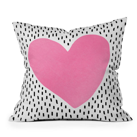 Elisabeth Fredriksson Pink Heart Outdoor Throw Pillow