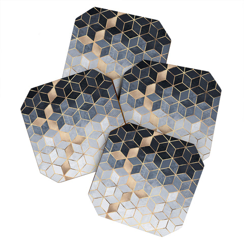Elisabeth Fredriksson Soft Blue Gradient Cubes 2 Coaster Set