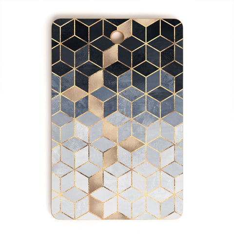 Elisabeth Fredriksson Soft Blue Gradient Cubes 2 Cutting Board Rectangle