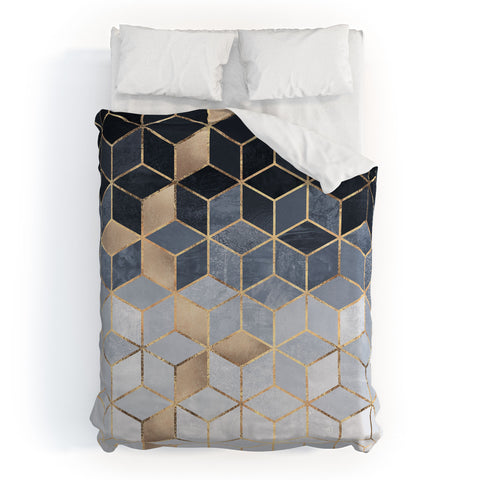 Elisabeth Fredriksson Soft Blue Gradient Cubes 2 Duvet Cover