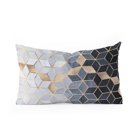 Elisabeth Fredriksson Soft Blue Gradient Cubes 2 Oblong Throw Pillow