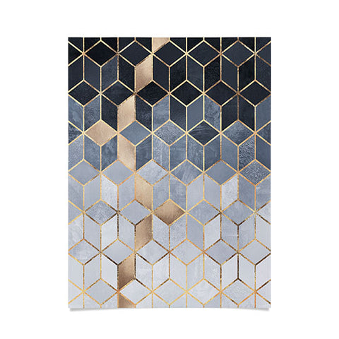 Elisabeth Fredriksson Soft Blue Gradient Cubes 2 Poster