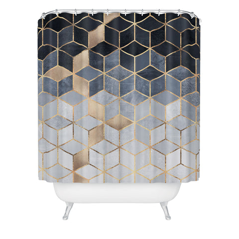 Elisabeth Fredriksson Soft Blue Gradient Cubes 2 Shower Curtain