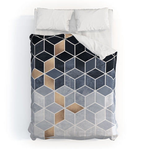 Elisabeth Fredriksson Soft Blue Gradient Cubes Duvet Cover