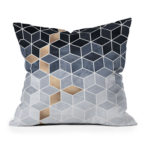 Elisabeth Fredriksson Soft Blue Gradient Cubes Outdoor Throw Pillow