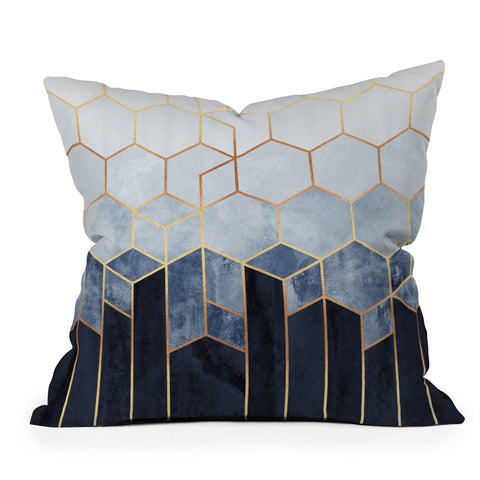 Elisabeth Fredriksson Soft Blue Hexagons Outdoor Throw Pillow