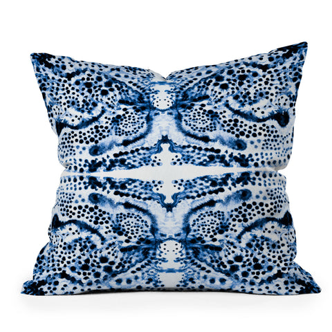 Elisabeth Fredriksson Symmetric Dream Blue Outdoor Throw Pillow
