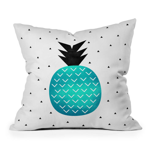 Elisabeth Fredriksson Turquoise Pineapple Outdoor Throw Pillow