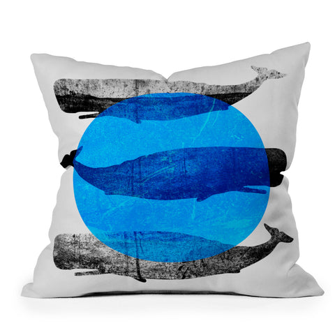Elisabeth Fredriksson Whales Outdoor Throw Pillow