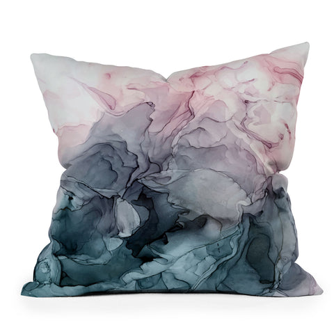 Elizabeth Karlson Blush and Paynes Grey Abstract Outdoor Throw Pillow
