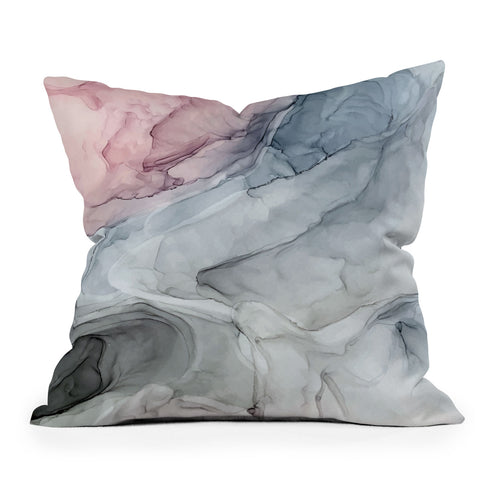 Elizabeth Karlson Pastel Blush Gray and Blue Outdoor Throw Pillow
