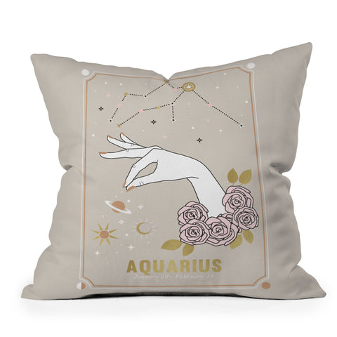 Emanuela Carratoni Aquarius Zodiac Sign Outdoor Throw Pillow