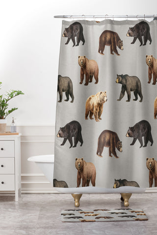 Emanuela Carratoni Bears Theme Shower Curtain And Mat