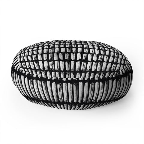 Emanuela Carratoni Black and White Texture Floor Pillow Round