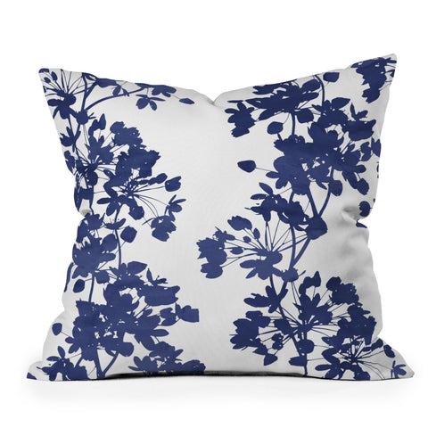 Emanuela Carratoni Blue Delicate Flowers Outdoor Throw Pillow