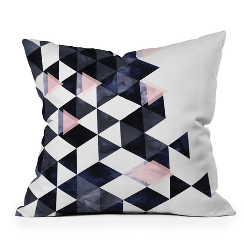 Emanuela Carratoni Blue Geometry Outdoor Throw Pillow