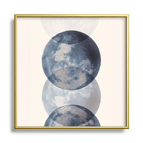 Emanuela Carratoni Blue Moon Phases Square Metal Framed Art Print