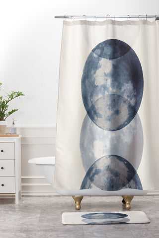 Emanuela Carratoni Blue Moon Phases Shower Curtain And Mat